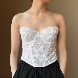 Oscar de la Renta vintage cream and white floral bustier size 34B